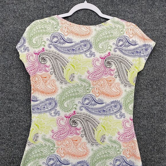 Title Nine Dress Womens S Multicolor Paisley Cowl Neck Athleisure Performance - Picture 5 of 10